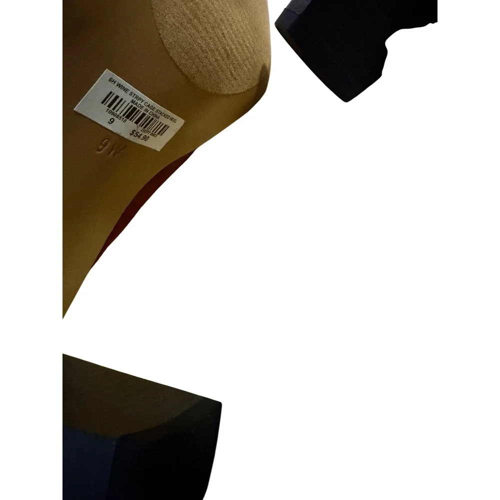 Wine Suede‎ Strappy Block Heel Booties